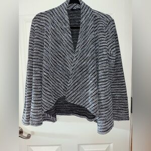 Tommy Hilfiger Black and White Open-Front Cotton Cardigan